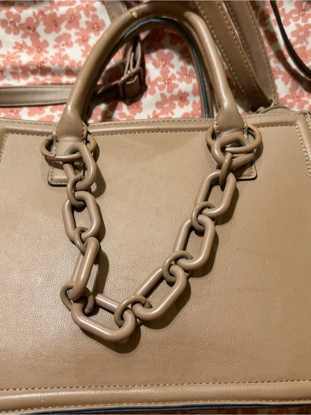 Aldo Taupe Chain-Link Satchel